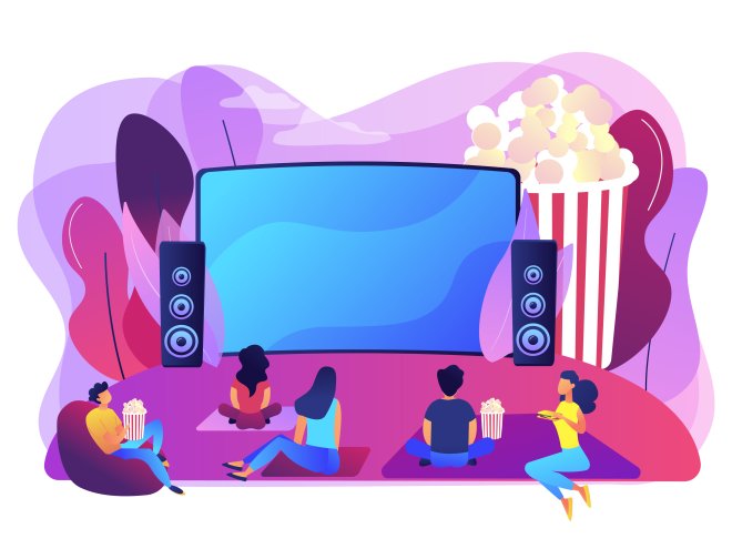 Open air cinema concept vector illustration