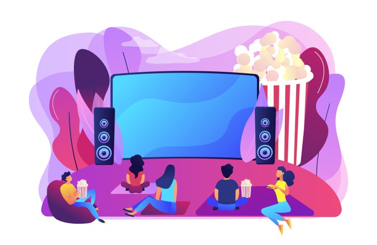 Open air cinema concept vector illustration
