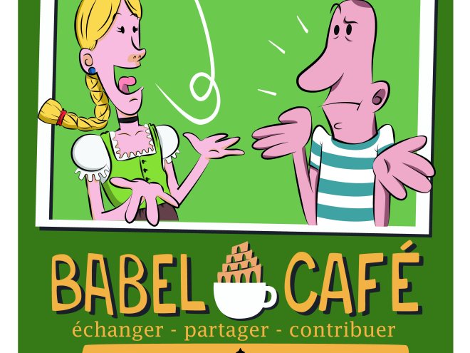 Poster Babel café Vector German modifié