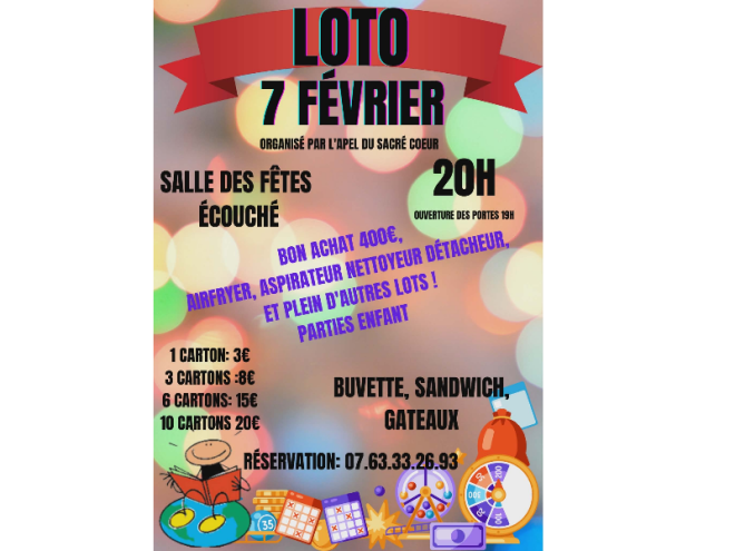 Loto APEL Sacré Coeur Ecouché fevrier 2026 6-8