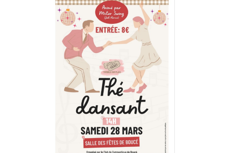 Affiche thé dansant Boucé 28 mars 2026 6-8