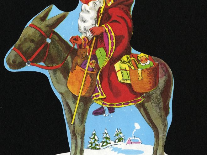 DECEMBRE Saint Nicolas sur un âne, 1960  1980 @Bibliothèque nationale de Colmar