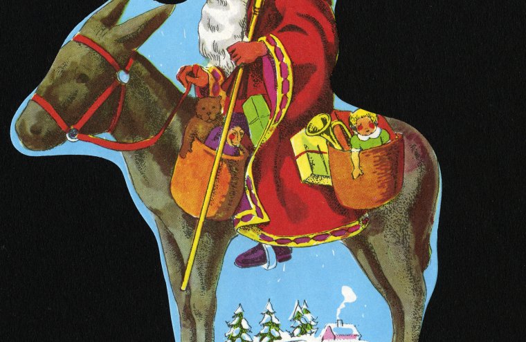 DECEMBRE Saint Nicolas sur un âne, 1960  1980 @Bibliothèque nationale de Colmar